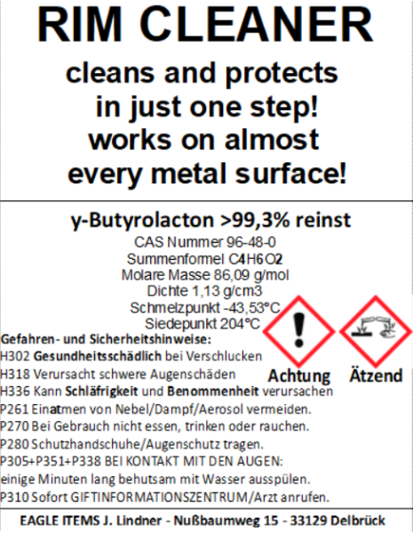 Rim Cleaner - y-Butyrolacton (GBL) - 250ml